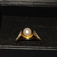 Златен пръстен с перла , снимка 4 - Пръстени - 38938510
