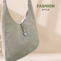 Удобна текстилна дамска чанта за рамо с кристал, снимка 1 - Чанти - 44444082