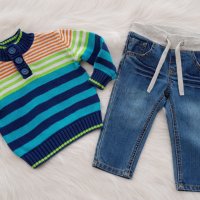 Пуловер и дънки за бебе 6-9 месеца, снимка 1 - Бебешки блузки - 34806562