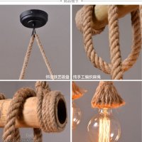 Бамбукова електрическа висяща лампа, снимка 6 - Лампи за таван - 42661167