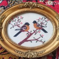 Гоблен в барокова рамка:Птици! Състояние използвано като ново! , снимка 1 - Гоблени - 44149749