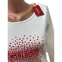 Дамска Нова блуза GUESS размер M бяло и червено, снимка 2 - Блузи с дълъг ръкав и пуловери - 44570344