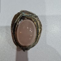 Сребърен комплект - пръстен и брошка с розов кварц, снимка 8 - Бижутерийни комплекти - 38999370
