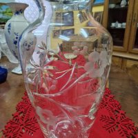 Красива голяма антикварна кристална ваза рязан кристал , снимка 3 - Антикварни и старинни предмети - 41489685