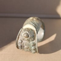 Сребърна възрожденска гривна с позлата, снимка 3 - Антикварни и старинни предмети - 41808145