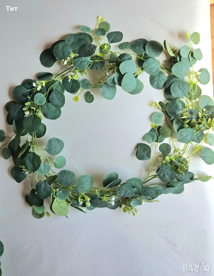 Дълги венци изкуствена зеленина, снимка 1