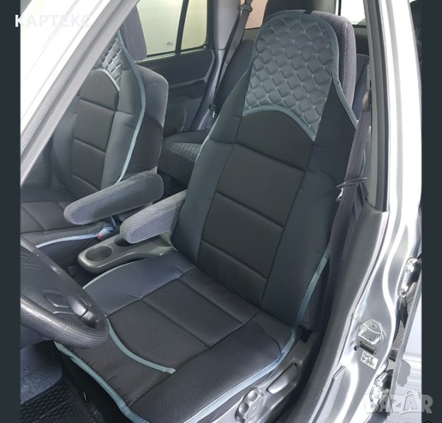 Комплект универсални калъфи за седалки на МПС - 2бр/к-т - черно със сиво, снимка 1