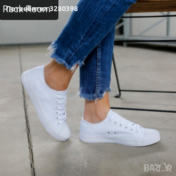 Дамски кецове от плат в бял цвят , снимка 1