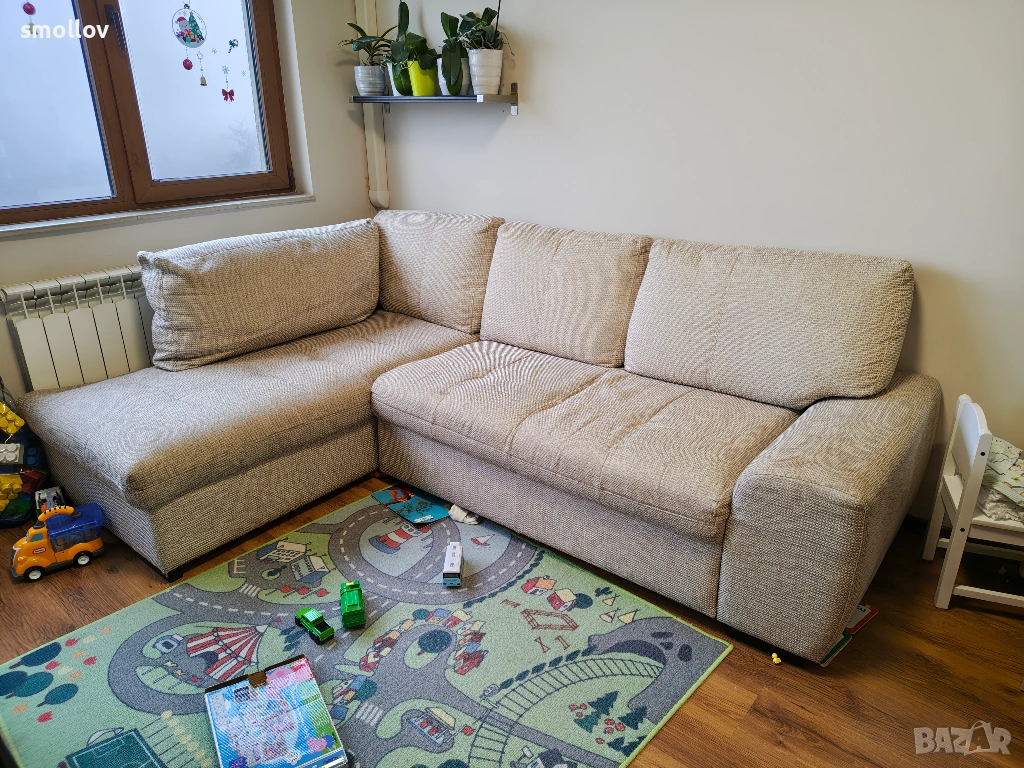 Ъглов диван с функция за спане, снимка 1