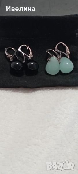 Сребърни обици с полускъпоценни камъни, 25 лв за чифт, снимка 1