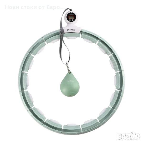 Фитнес обръч, за тренировка Hula Hoop, С тежести и брояч, GREEN, снимка 1