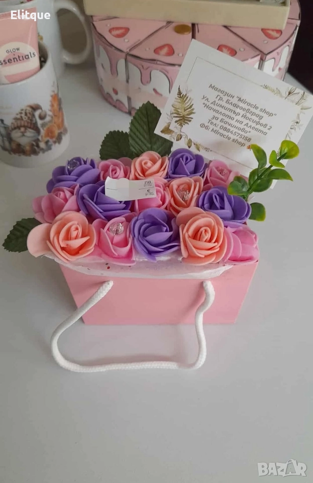 Букет тип чанта с фоамени рози , снимка 1