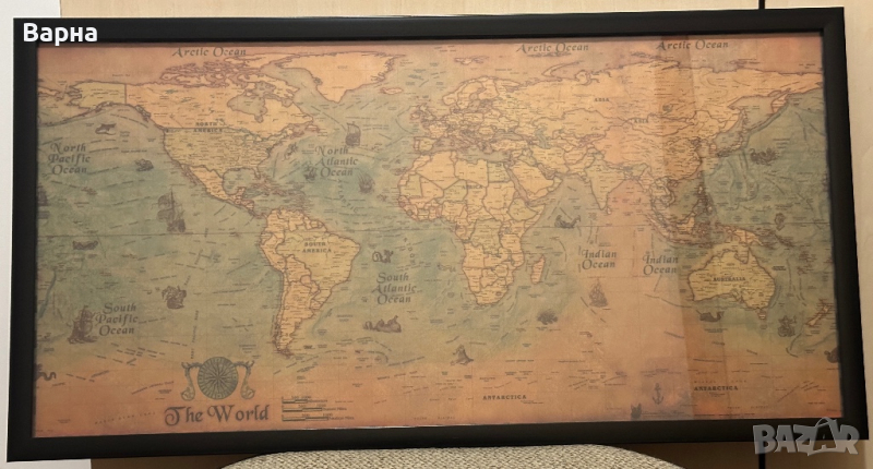 Постер, плакат, картина “Карта на света”( Word map vintage journal), снимка 1
