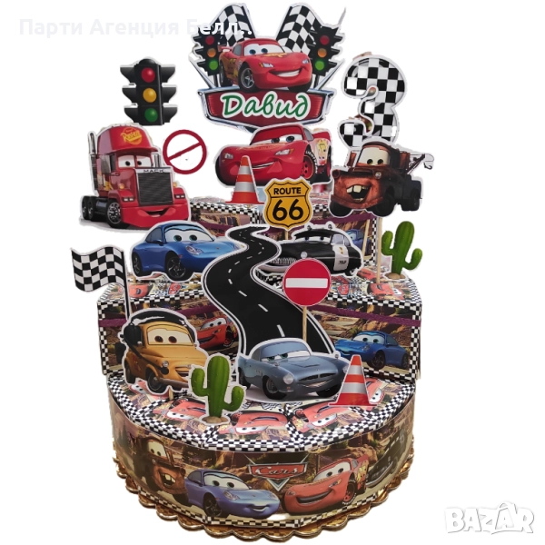 Картонени торти Количките Cars Hot Wheels, снимка 1
