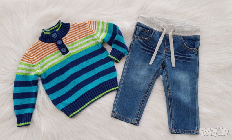Пуловер и дънки за бебе 6-9 месеца, снимка 1