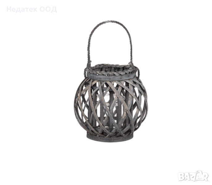  Декоративен фенер, сив, Reso, 20x22см, снимка 1