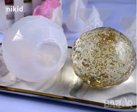 3D Топче Топка кристал камък силиконов молд форма шоколад глина смола гипс, снимка 1