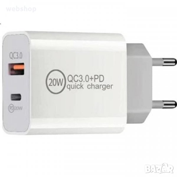 Мрежово зарядно Quick  CHARGE , бързо зареждане, Type-c, USB, 5V, 3,4A, снимка 1