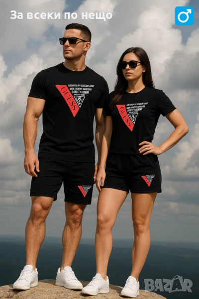 Guess Екипи За Двойки👕🩳Мъжки Къс Комплект Guess👚🩳Дамски Летен Екип Гес Код LFS547, снимка 1