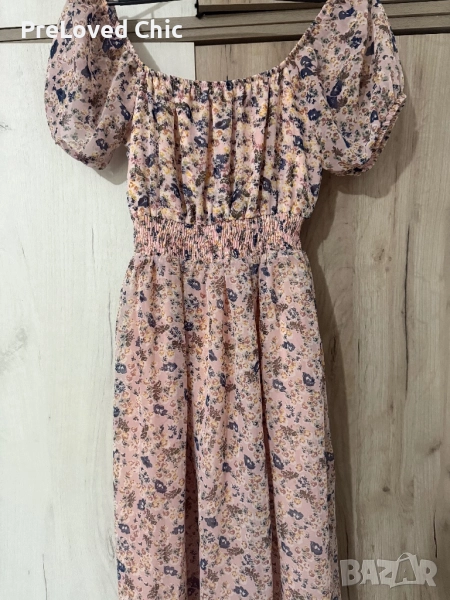 Розова рокля с цветя , снимка 1