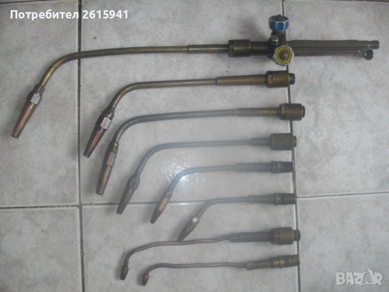 53см НЕМСКА ПРОФИ АЦЕТИЛЕНОВА ГОРЕЛКА ЗА ОКСИЖЕН Старо Качество с Рамена и Контактни Дюзи, снимка 1