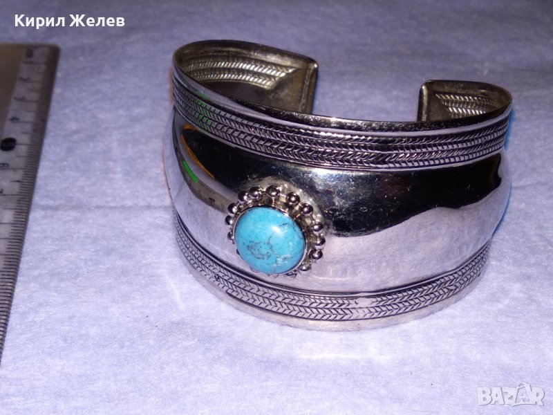 ПРЕКРАСНА СРЕБРИСТА НИКЕЛИРАНА РЕГУЛИРУЕМА ТЮРЗОАЗЕНА ВИНТИДЖ АРТ ГРИВНА от БЛАГОРОДНА СТОМАНА 57891, снимка 1