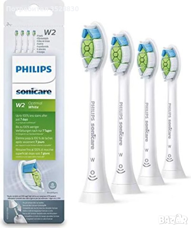 Резервни глави за електрическа четка за зъби Philips Sonicare W Optimal White HX6(HX6064/HX6068), снимка 1