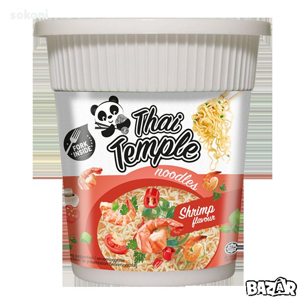 Thai Temple Panda Shrimp Flavour Noodles 60g / Тай Темпъл Нудъли с вкус Скариди 60гр, снимка 1