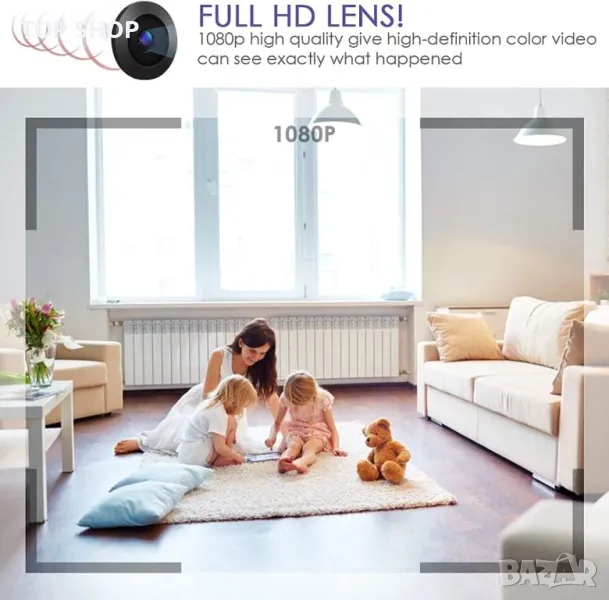 Стенен часовник с Камера HD1080P с детектор на движение, снимка 1