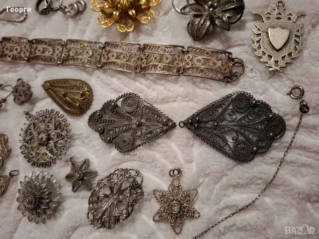 Сребро филигран сребърни изделия гривна брошка накит, снимка 1