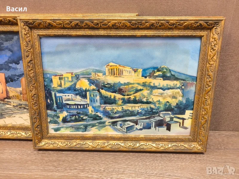картина акварел Гърция Акропола , снимка 1