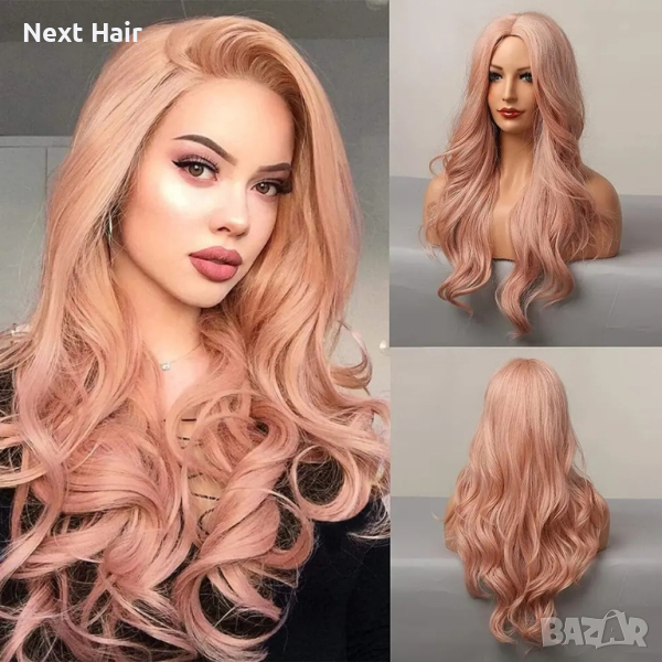 Розова къдрава перука на път, снимка 1