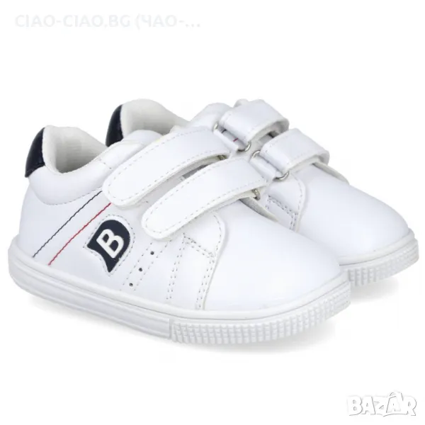 Бели бебешки обувки Унисекс със синьо лого BUBBLE KIDS, снимка 1