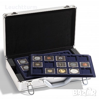  Алуминеви куфари с 6 табли за 90 монети в капсули QUADRUM, снимка 1