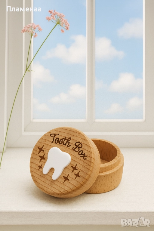 Очарователна дървена кутийка “Tooth Box”., снимка 1