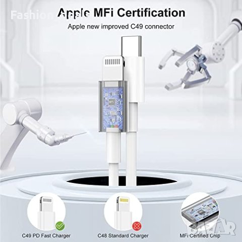 Нови 2 бр.Кабели за бързо зареждане iPhone -2м./USB C към Lightning кабел за iPhone 14 Pro Max , снимка 7 - USB кабели - 41360580