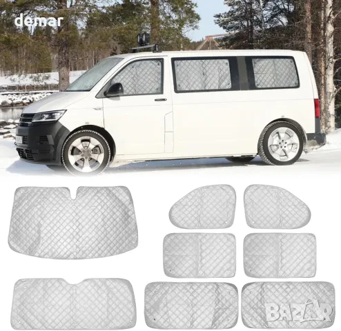 Вътрешни сенници за VW T5/T6, комплект 8 броя от черен плат Oxford