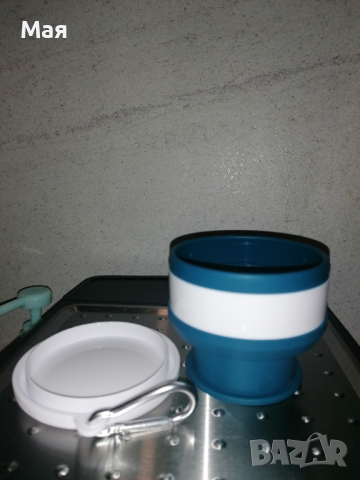 Туристическа сгъваема чаша с карабинер, снимка 3 - Термоси - 44594366