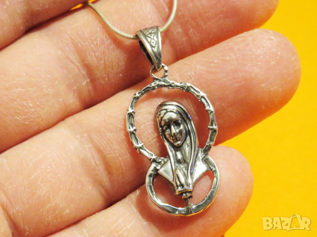 Сребърен синджир със сребърен медальон богородица, Дева Мария сребро, снимка 2 - Колиета, медальони, синджири - 36118490