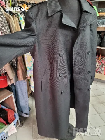 дълъг черен тренчкот, шлифер- XXL, снимка 4 - Якета - 47593648