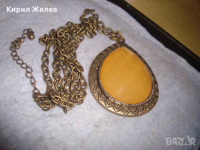 СТАРО ВИНТИДЖ КОЛИЕ с РЕТРО МЕДАЛЬОН БРОНЗ и ФАСЕТИРАН БОХЕМСКИ КРИСТАЛ с ОГЛЕДАЛЦЕ на ГЪРБА 23414, снимка 9 - Колиета, медальони, синджири - 35996900