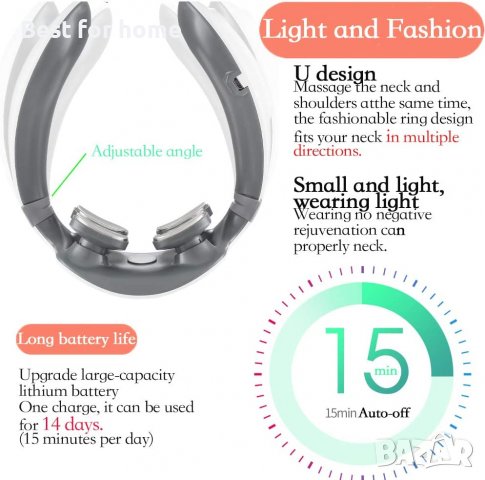 Автоматичен масажор за врат с 4 глави с топлина PK718, снимка 5 - Масажори - 39643970