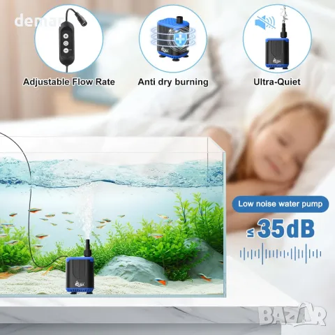 AQQA Потопяема водна помпа за аквариум, DC12V 900 л/ч с контролер, режим на захранване, 10W, снимка 2 - Оборудване за аквариуми - 49859568