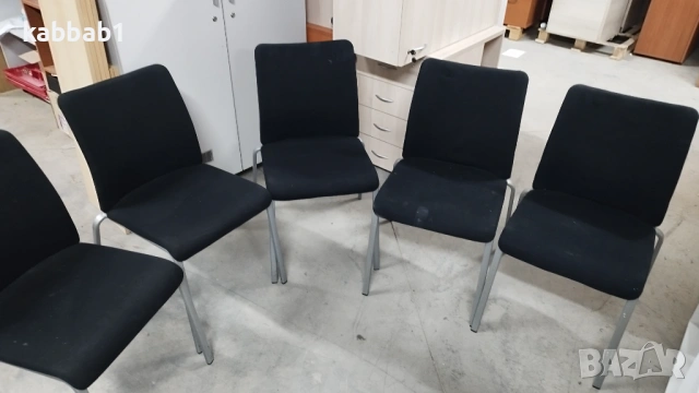 Стол - посетителски офис столове текстилна дамаска 5бр - метални крака