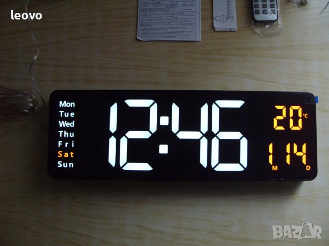 Огромен електронен стенен часовник DS-6626, с термометър и дистанционно, снимка 9 - Стенни часовници - 42589199