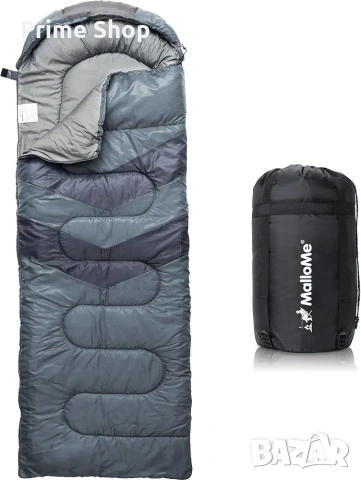 Спален чувал MalloMe, 3-сезонен, водоустойчив, до 183см, снимка 2 - Надуваеми легла - 53753579