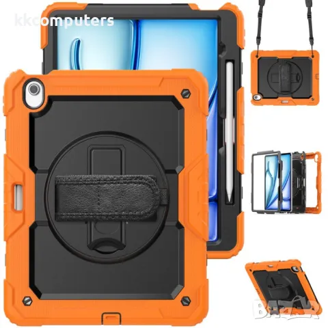 iPad Air 13 (2025) / (2024) Hybrid Tablet Case with Hand Grip & Strap TPU Силиконов Калъф и Протекто, снимка 3 - Калъфи, кейсове - 50030721