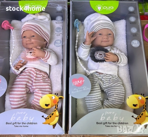 Реалистична кукла бебе Pure Baby My Lovely Newborn Baby, С аксесоари, 18+ месеца, 48 см, снимка 3 - Кукли - 52706312
