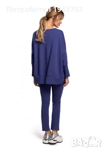 Дамски суичър в цвят индиго M491 MOE, снимка 3 - Суичъри - 47752016