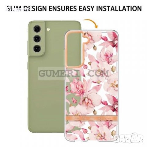 Samsung Galaxy S21 FE 5G Силиконов Прозрачен Гръб С Цвете - Розова Гардения, снимка 5 - Калъфи, кейсове - 35920611